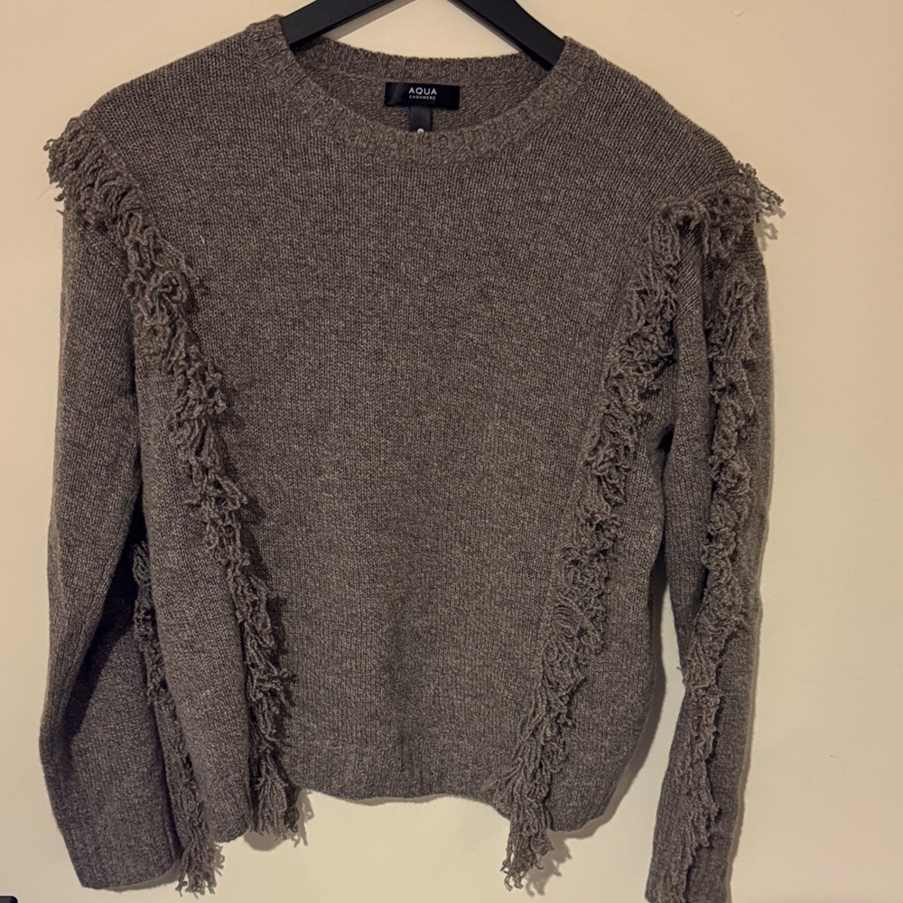 Aqua Women's Fringe Detail Sweater - Brown